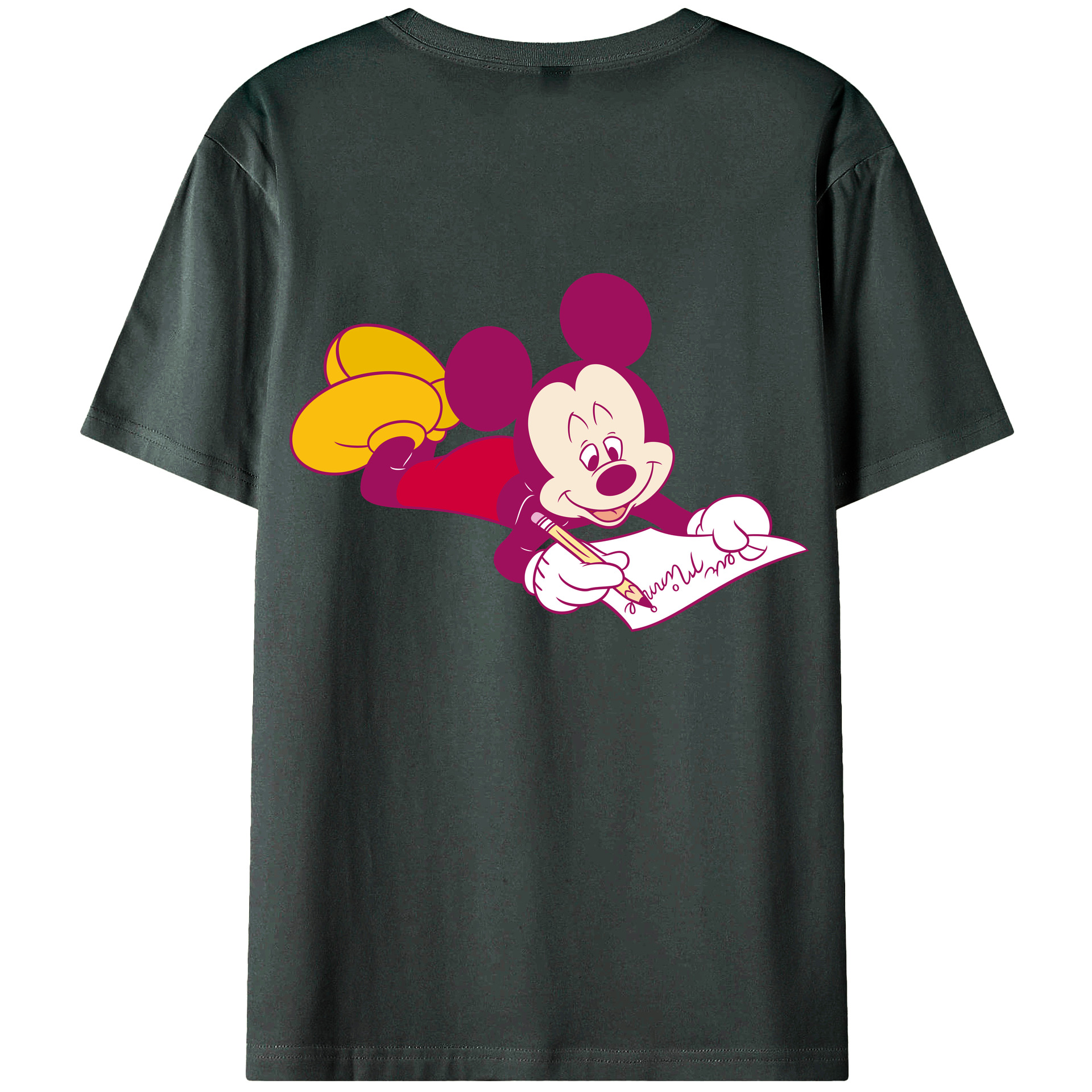 ミッキーマウス Mickey Mouse 綿100％ メンズ半袖Tシャツ（バックプリント） 通気性